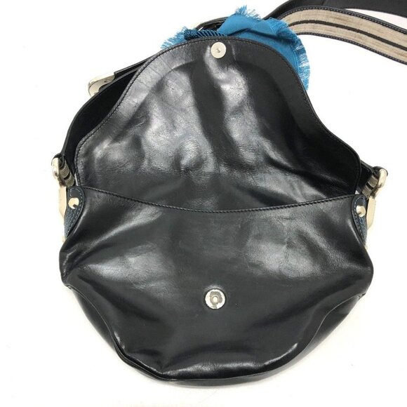 CELINE 115/130 ribbon Crossbody Bag Shoulder Bag Leather Black/SilverHardware - Picture 4 of 15